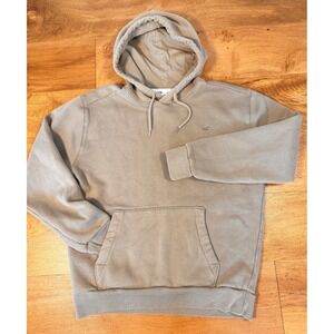 Hollister Mens Medium Tan Brown  Hoodie Embroidered Seagull Logo Pullover
